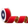 VATIN Red Velvet Wired Ribbon 1.5" Metallic Red Gold Velvet