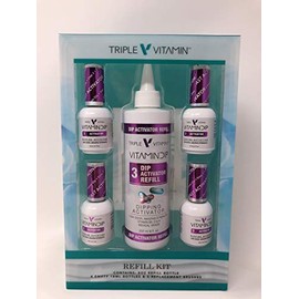 New Triple Vitamin Dip Liquid Refill 8 oz + 4 Empty 0.6 oz Bottles - Activator