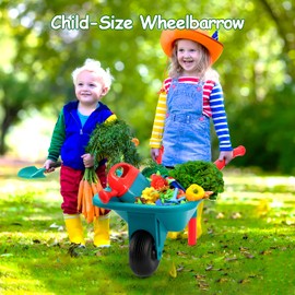 CUTE STONE Kids Gardening Tool Set, Garden Toys with Wheelbarrow, Watering Can, Shovel, Flower Garden Building Toy, Pretend Play Outdoor Indoor Activities Stem Toy Gifts for Boys Girls