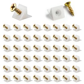 SYJINHUASY 50 Packs Mending Wedges Fixing Sagging Drawer Bottoms Furniture Chest,90 Degree Drawer Plastic Angle Code Bracket Fastener with 50Pcs Screws