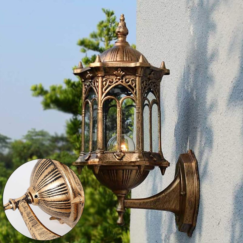 YIYIBYUS Outdoor Wall Lantern, Aluminum Glass Lantern Wall Sconce Light