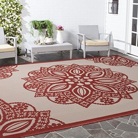 Safavieh Courtyard Collection CY6139 Indoor/ Outdoor Area Rug, 5'3" x 7'7", Beige / Red