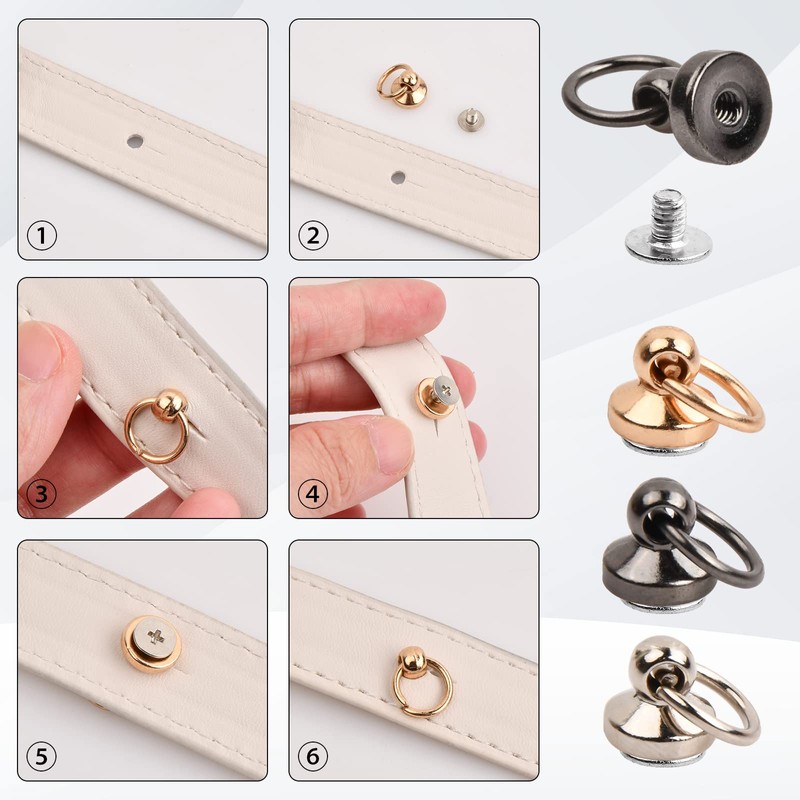 Laughhe 30 Pieces Rivet Stud with Ring 3 Colours Round