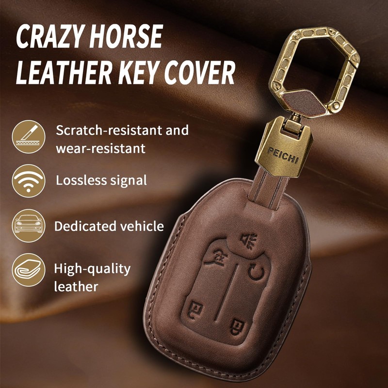 Key Fob Cover for 2019-2023 Sierra Silverado 1500 2500HD(K-Dark Brown)