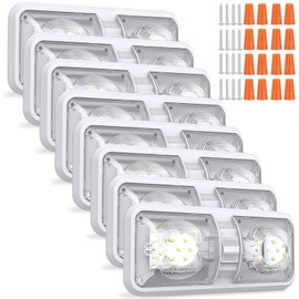 HAISTYLE RV LED Ceiling Double Dome Light Fixture with ON/Off Switch Interior Lighting for Car/RV/Trailer/Camper/Boat DC 11-18V Natural White (8PCS/ Double Dome)