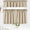 Kitchen Curtains 3 Piece Set 24 Inch Length, Tier Curtains with Waffle Weave Textured, Waterproof Bathroom Curtains Window Treatment(Taupe, 60"*24"+15")
