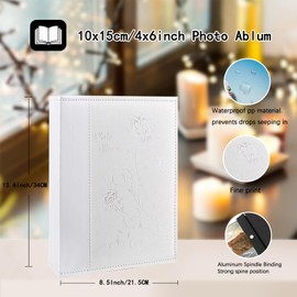 Miaikoe Photo Album 6x4 300 Photos Slip in, Extra Large Capacity Leather Cover Wedding Family Picture Albums Holds 300 Horizontal 10x15cm Landscape Photos(White)