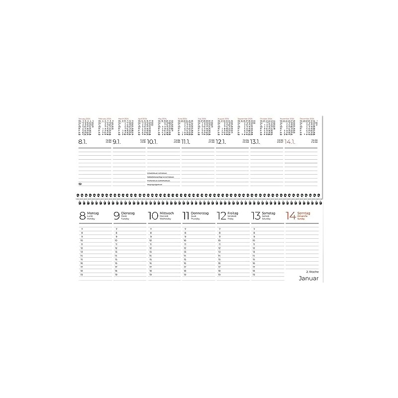 Table Landscape Calendar 2024 29.6 x 9.9 1W/2S Blue
