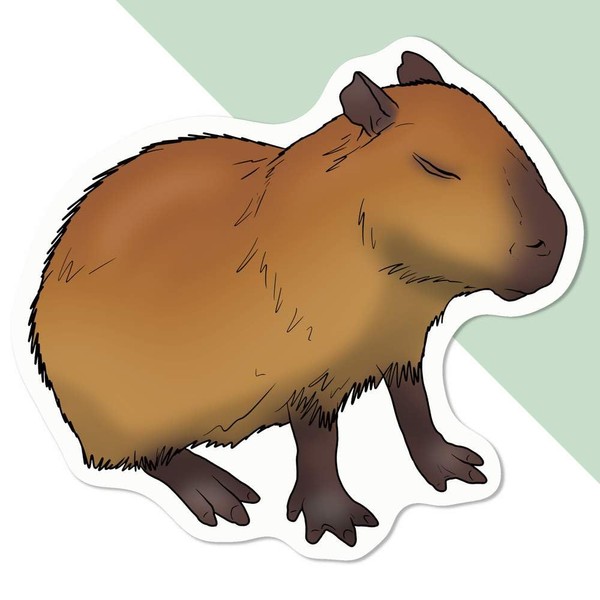 Medium 100mm 'Sleepy Capybara' Permanent Sticker Decal for Cars/Windows/Bins/Walls etc
