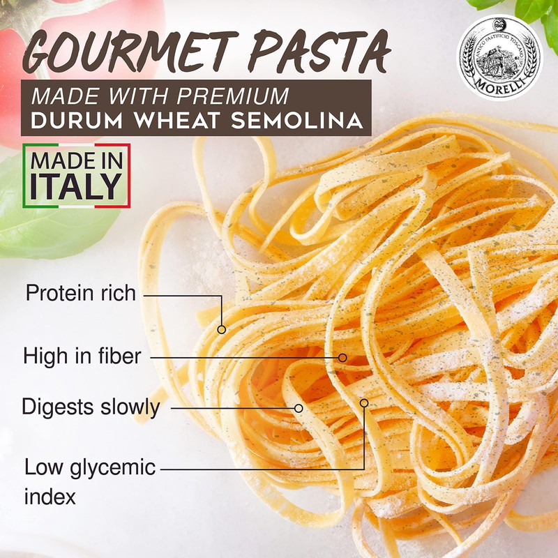 Morelli Lemon Pepper Linguine Pasta with Wheat Germ - Imported