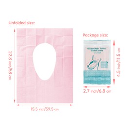 Pack of 40 Disposable Toilet Seat Covers, Waterproof Toilet Covers for Travel with Toddlers (Individually Packed, Pink)