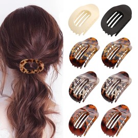 8 PCS Flat Hair Clips French Round Lay Down Hair Claw Clips for Women Girls Strong Hold Hair Barrettes for Thick Thin Hair Comfortable Curved Flat Clips for Lying Driving and More