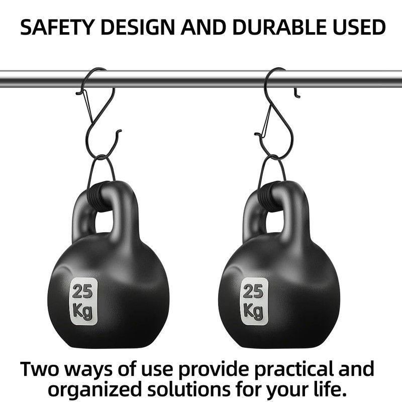 HCTESCO Heavy Duty Large S Hooks, 4.96 inch, Black, Set