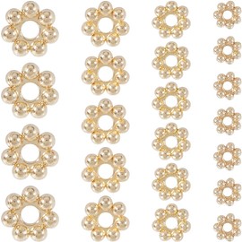 SUNNYCLUE 1 Box 100Pcs 4 Styles Gold Daisy Spacers Metal Flower Spacer Beads 18K Gold Plated 304 Stainless Steel Rondelle Sided Spacers Caps for Jewellery Making Bracelets Necklaces Supplies DIY Craft