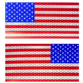 Reflective American Flag 3.75" x 7.4" - Pack of 2-1 Forward, 1 Reverse