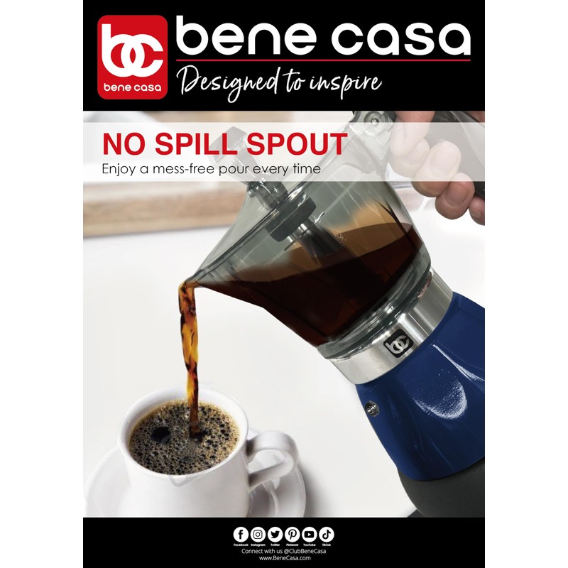 Bene Casa Blue Portable Electric Espresso Maker/Cafetera, 1-3 Cups/Shots (1,