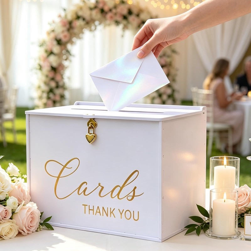 Extra Large Card Box with Lock & Slot, Big Wedding