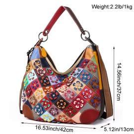 Segater® Women’s Multicolor Floral Crossbody Bag, Unique Cowhide Leather Handbag Flower 3D Pattern Design Shoulder Bag Ladies Travel Top-Handle Bag Colorful Purses
