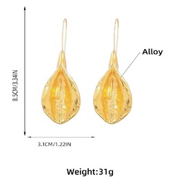 Leaf Geometric Earrings, Leaf Drop Earrings for Women, Bohemian Silver Tree Leaf Earrings, Gold Flowers Leaf Earrings, Boho Jewellery, Golden Leaf Statement Earrings, Zinc