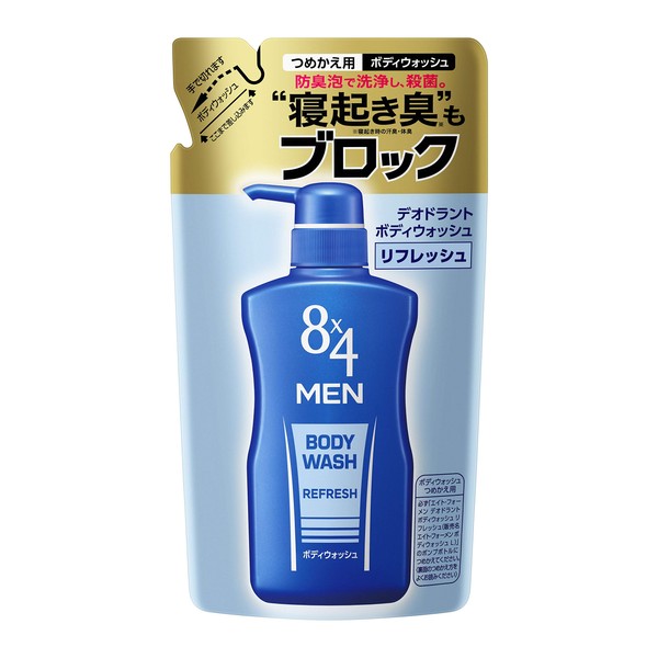 8 x 4 Men Deodorant Body Wash, Refresh, Refill, 10.1 fl oz (300 ml)