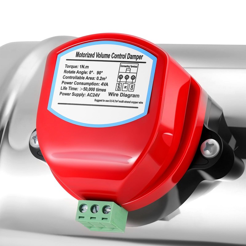 Aulmscn 4" Motorized Duct Damper,Adjustable HVAC Damper, Stainless Steel Backdraft