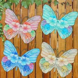Goodangie00 4Pcs Metal Insect Wall Decor - 6.7" 3D Butterfly Fence Wall Art Sculpture Hanging Decorations for Indoor Outdoor Garden Yard Patio Balcony Home Bedroom Gifts