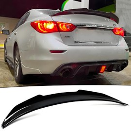 NEESPOC Rear Trunk Spoiler Wing Fit for Infiniti Q50/ Q50S/ 2.0t/ 3.0t/ Luxe/Premium 2014-2024 4-Door Sedan, Gloss Black PSM Style Decklid Lip Exterior Accessories