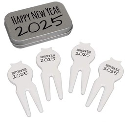 Azeeda 'Happy New Year 2025' Golf Divot Tool/Repair Fork Gift Set (GO00066372)