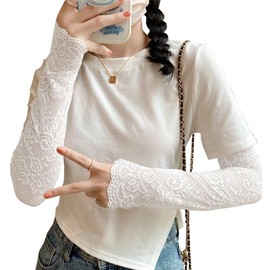 Viktrui Women's Race Arm Cover, UV Protection, UV Protection, Floral Pattern Arm Cover, Sun Protection, Cute, For Cars, Sports, Bicycles, Fashionable, Popular, white