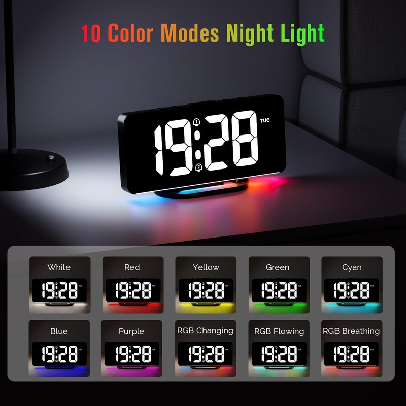 CHEREEKI Alarm Clock, Alarm Clocks Bedside Mains Powered with Night