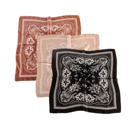 Yitaocity 3Pcs Square Satin Head Scarf Hair Scarf Silk Head Scarf Silk Bandana Silk Hair Wrap Neck Scarf (Classic)