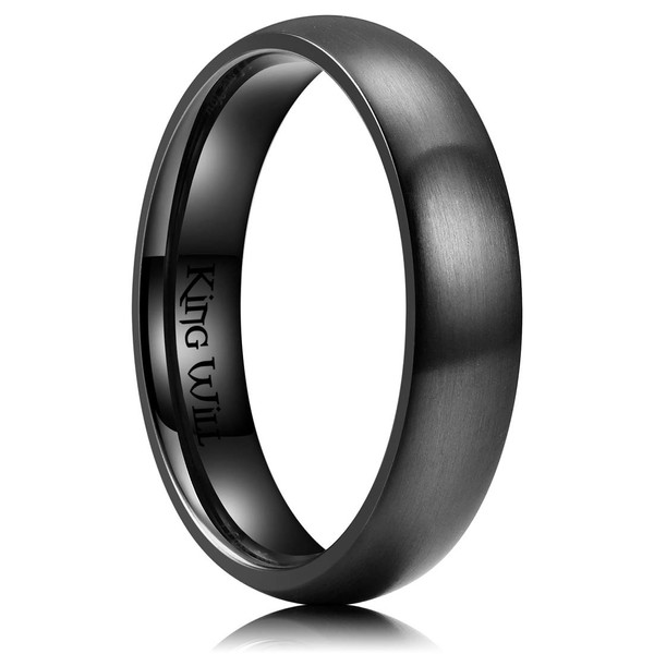 King Will 5mm Black Dome Titanium Ring Matte Finish Wedding