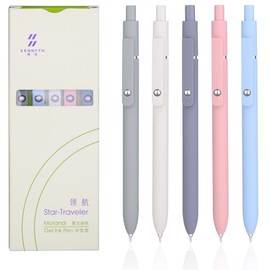 Qupaen Gel Pens,5 Pcs Black Janpanese Gel Pens 0.5mm Fine Point Smooth Writing Pens,Retractable Rollerball Pens for School and Office Supplies (5 Pcs Morandi)