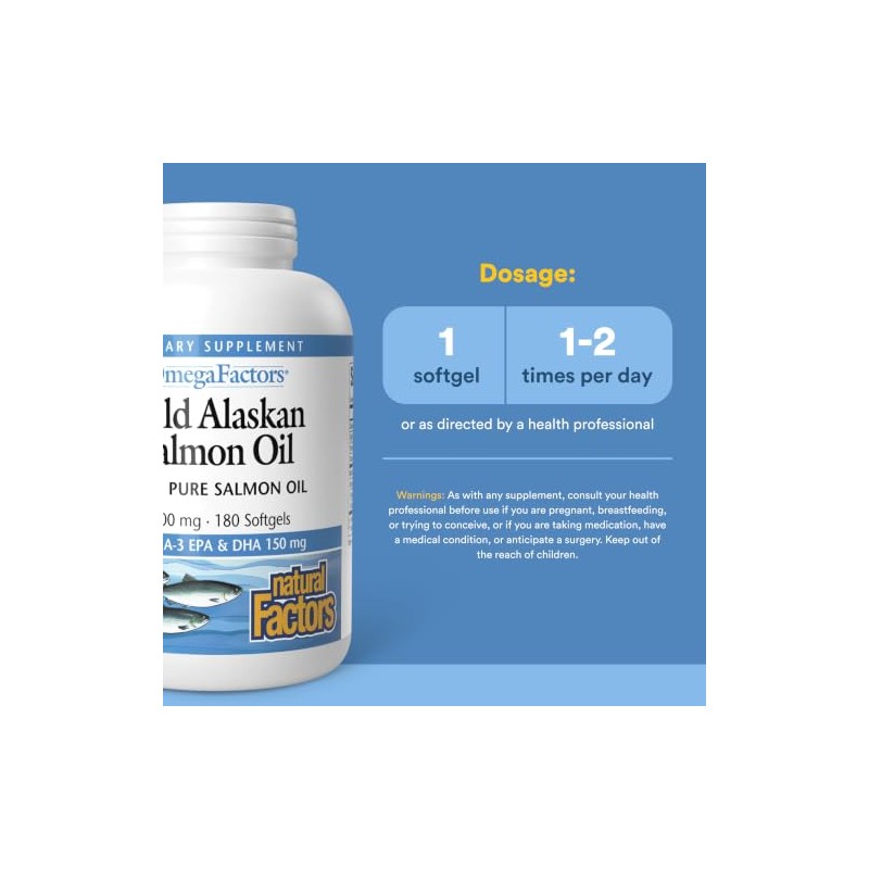 Wild Alaskan Salmon Oil, 1000 mg, 180 Softgels by Natural