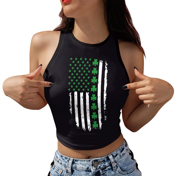Flaminet St Patricks Day Crop Top Lucky Womens Shamrock Irish