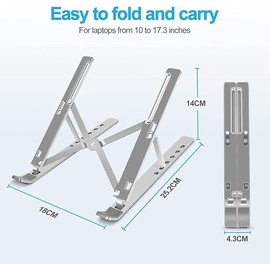 POKYGO Soporte para Laptop, Soporte Laptop Plegable con 7 Ángulos Ajustables para Ventilación de Calor, Base Estable Antideslizante, para Teléfono Tableta, Teléfono (Plata)