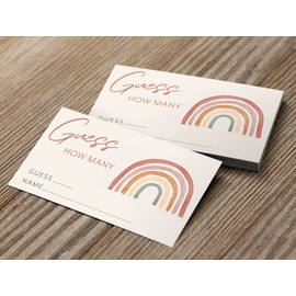 Printed Party Juego de adivinar caramelos, 50 cartas y letrero, tema de arcoíris bohemio