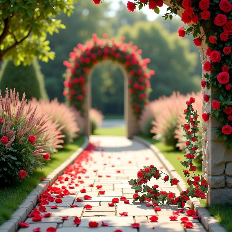 WNHNO Red Artificial Peony Flower Garland, Silk Hanging Vine, 72