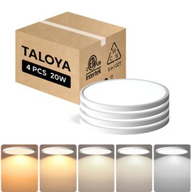 TALOYA Ceiling Light,4 Pack,10 Inch,20W,5 Color Selectable White Flush Mount Ceiling Light for Bedroom,Kitchen,Living Room,Hallway,Laundry