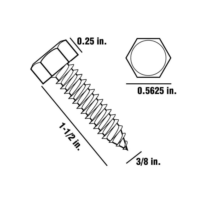 Everbilt 25 Pack EVERBILT 3/8 inch x 1-1/2 inch Hex