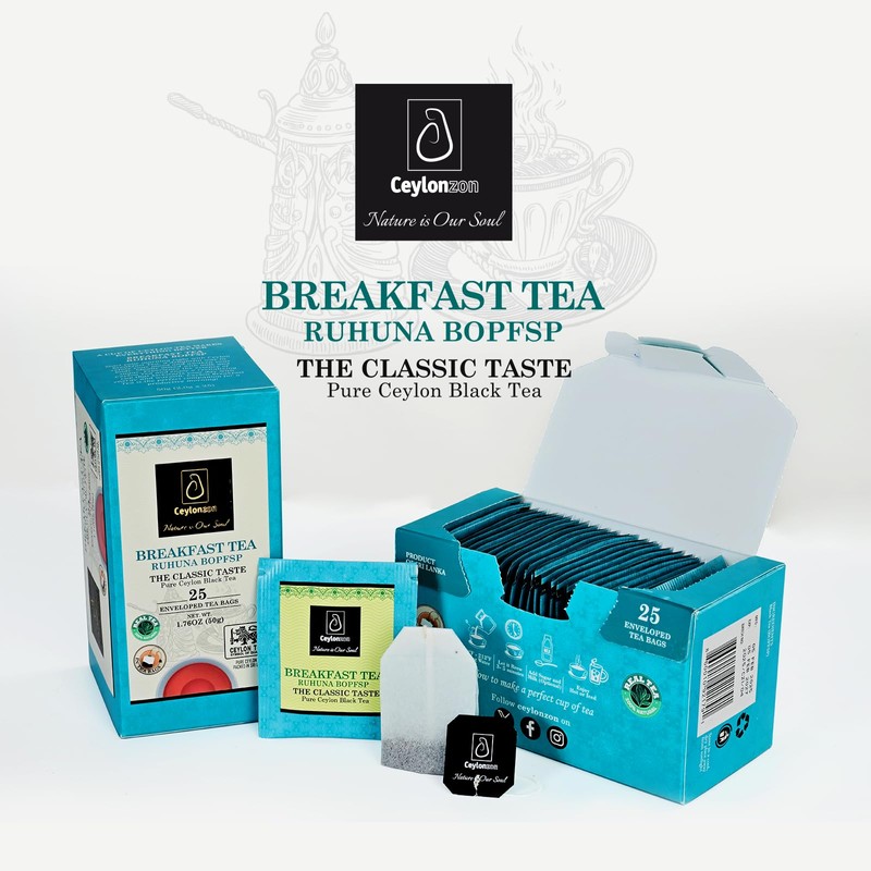 Ceylonzon Ceylon Breakfast Tea Classic Taste 25 Individually Foil-Wrapped Tea