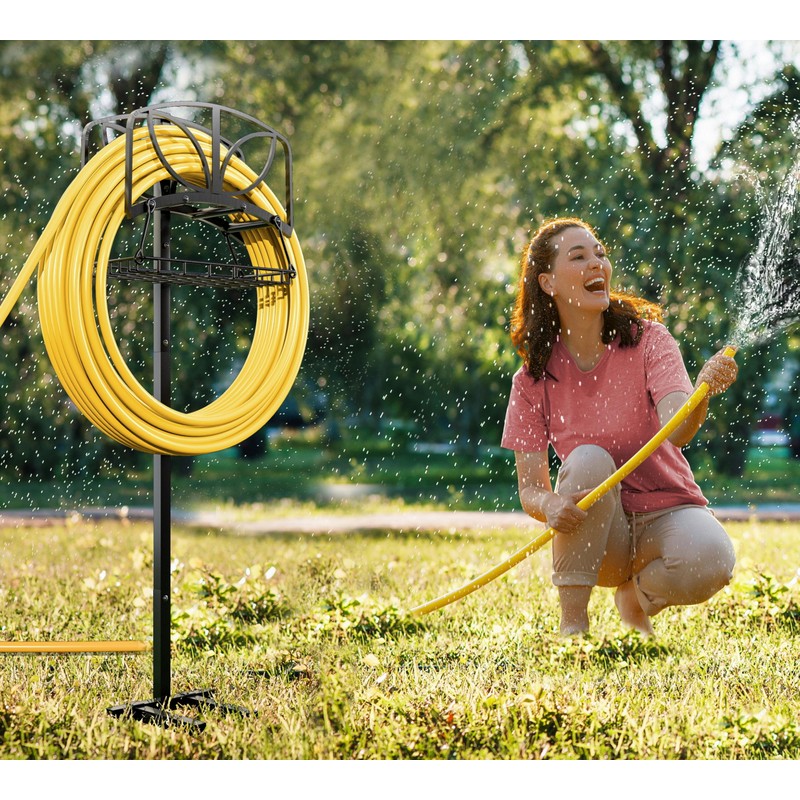 Fire Beauty Garden Hose Holder with Storage Basket,Heavy-Duty,80+ lb Capacity,Rust-Proof