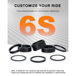 Cheimaxy 8PCS Carbon Fiber Headset Spacers, Matte Finish, Lightweight and Precision, Fits 1 1/8 Inch Stem for MTB, Road Handlebar Stems, 6 Sizes (1/2/3/5/10/15 mm)