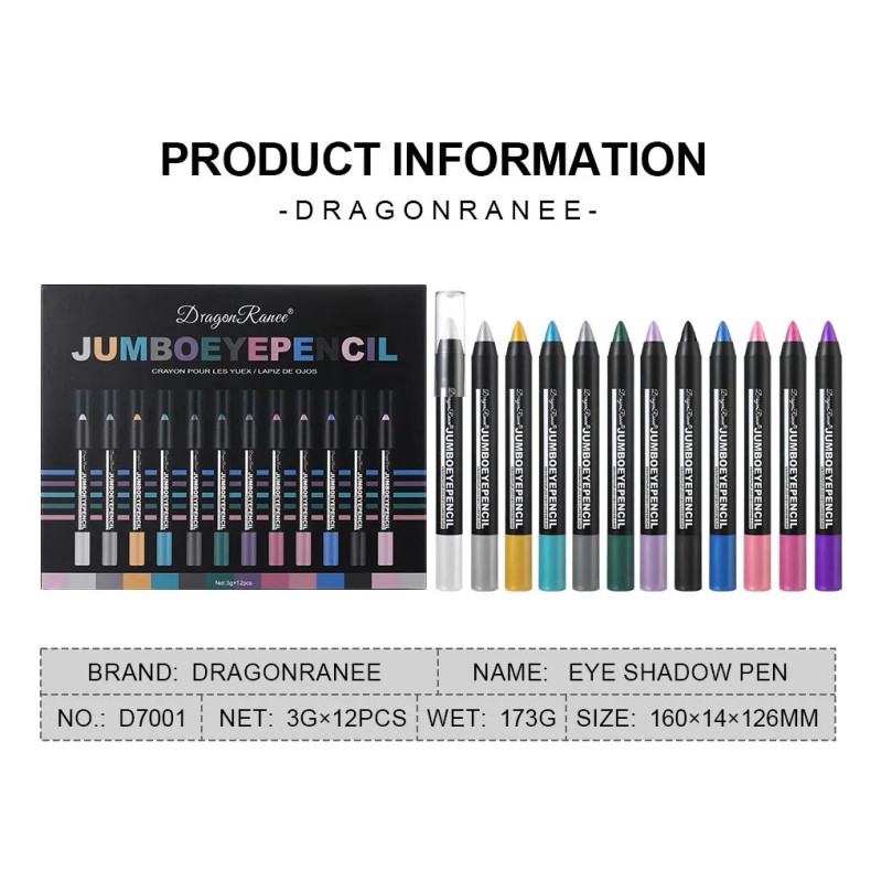 Sombra Para Olhos Dragon Ranee 12 Cores Brilho À Prova