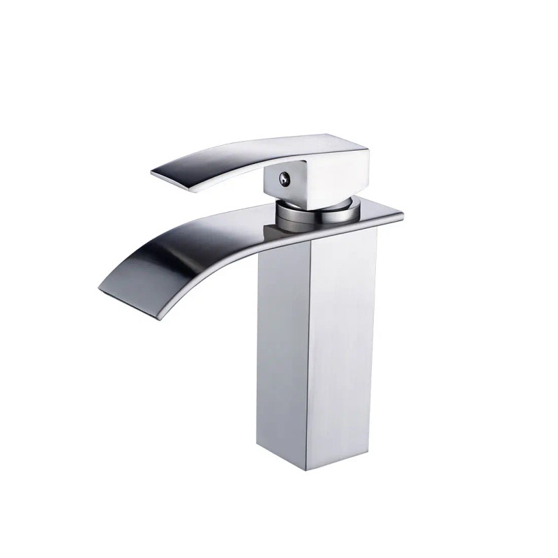 Modern Bathroom Single Handle Basin Mixer Brushed Aluminum Sink Waterfall