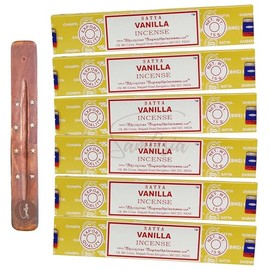 Satya Nag Champa Vanilla Incense Sticks | x6 pack | with SAMASIA incense sticks holder | Used for Aromatherapy, Spa, Yoga, Weddings, Meditation, Healing, Positivity and Relaxation