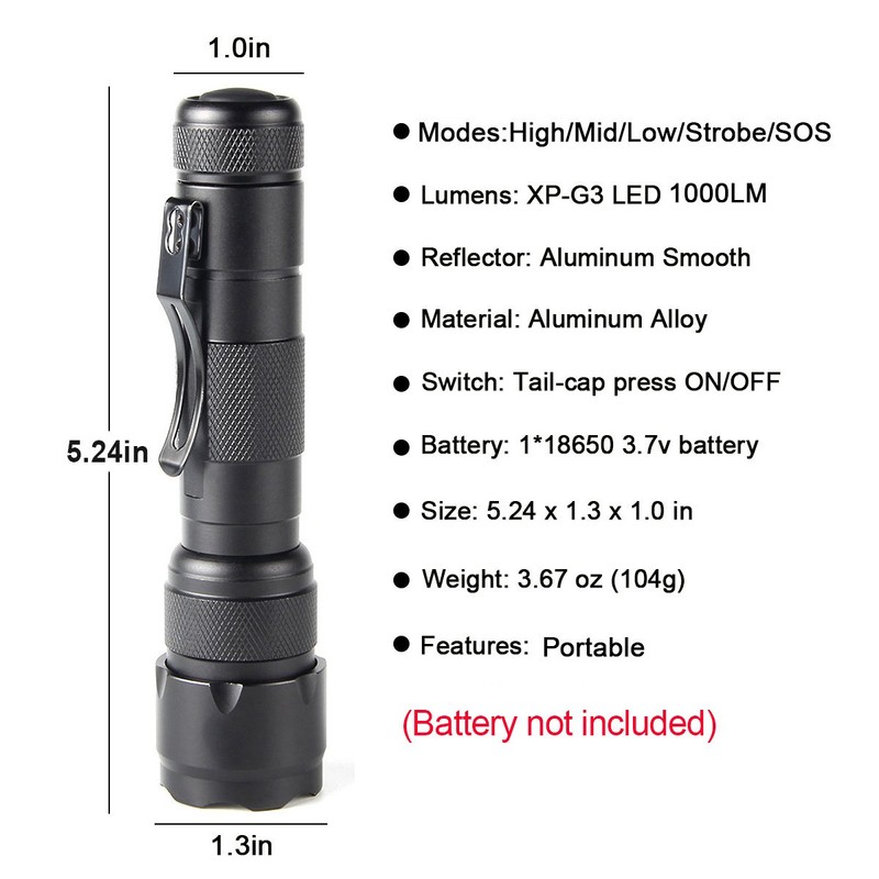 Ultrafire WF502B LED Flashlight 1000 Lumen Flashlight Torch 5 Mode