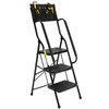BOCOM 3 Step Ladder, Lightweight Portable Folding Sturdy Iron Step