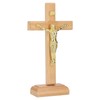 Crucifix Table Cross Hand Crafted Light Brown Durable Beech Metal