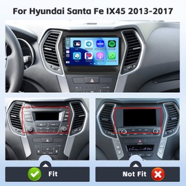 Android 15 Car Radio for Hyundai Santa Fe IX45 2013-2017, 4+64G Car Stereo with Wireless Carplay DSP 5G WiFi, 9’’ IPS Touch Screen Radio with Bluetooth 5.0 for Santa Fe, Android Auto GPS SWC Dual USB